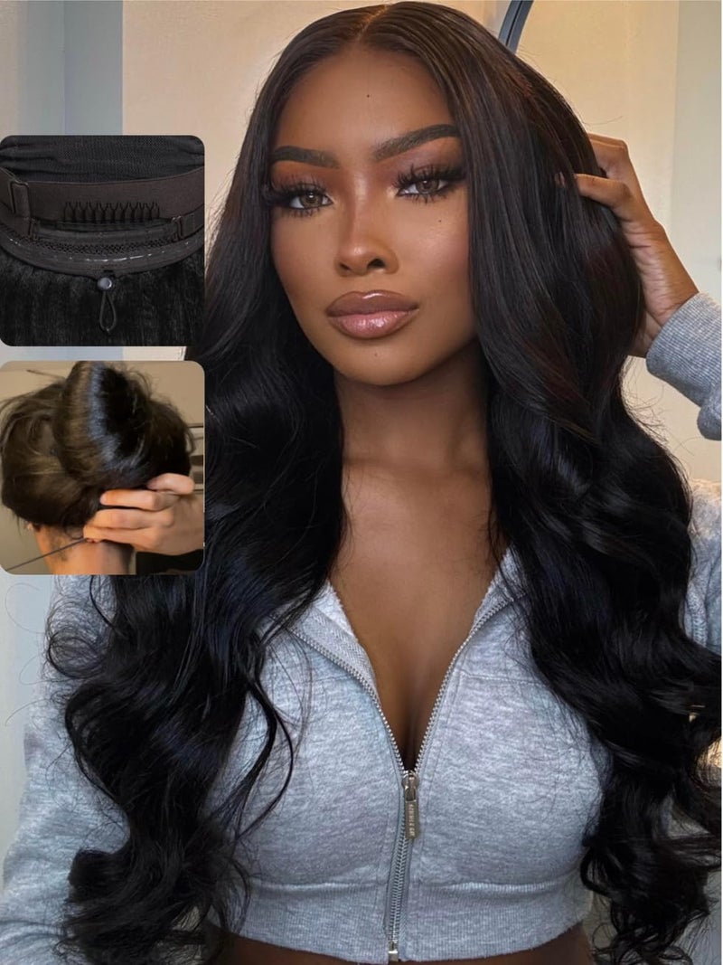 UNICE Pre Everything Body Wave 13x4 Lace Front Wigs Human Hair with Elastic Drawstring Glueless Wig Human Hair Pre Plucked Pre Cut Lace Bleached Knots Ready to Wear Frontal Wig 18 Inches
